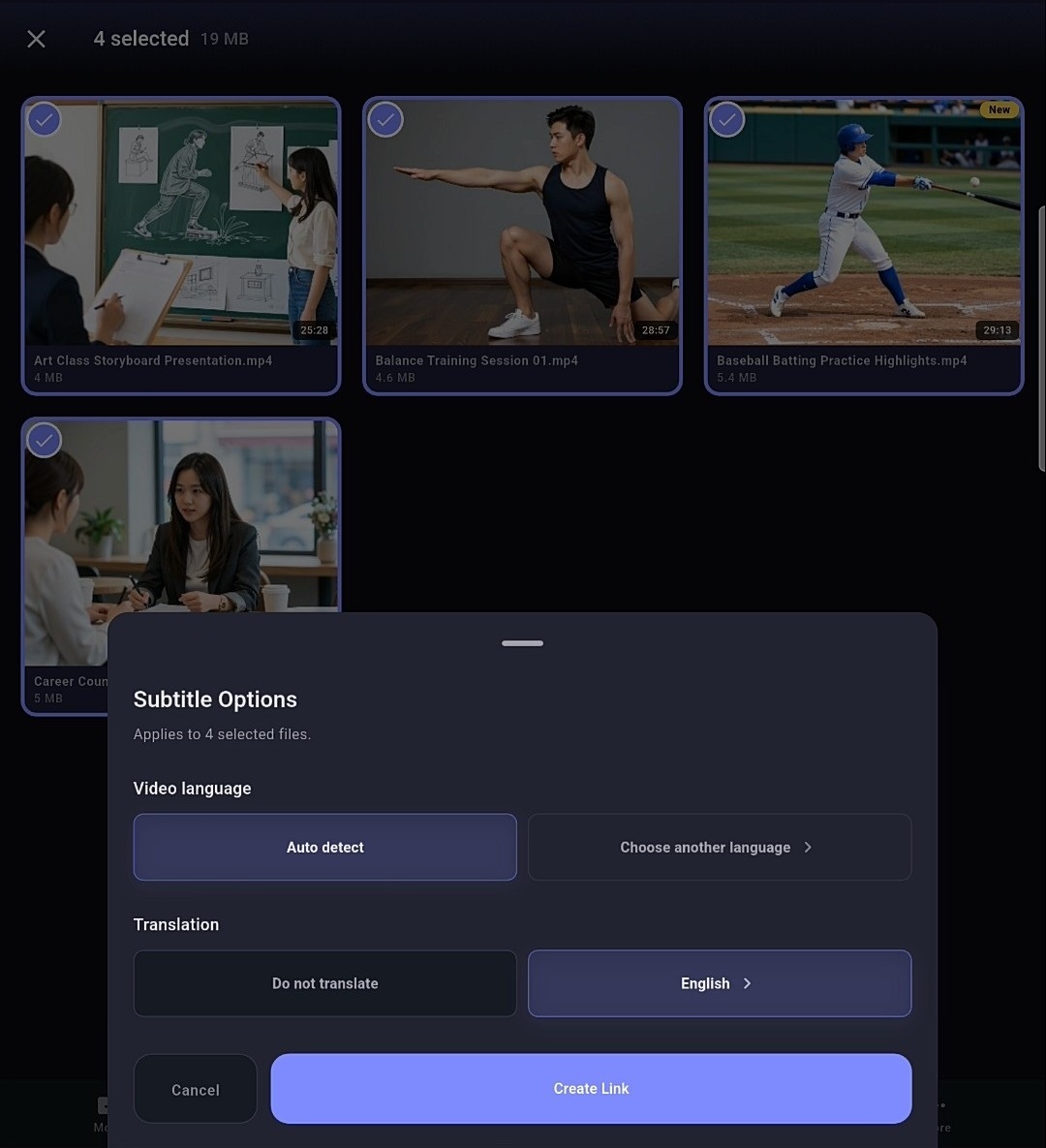 Subtitle generation options for multiple videos